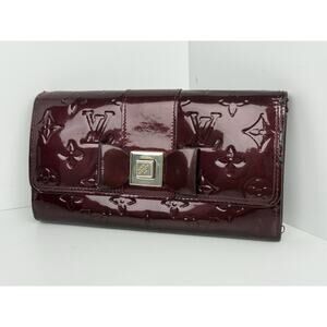 Louis Vuitton Monogram Vernis Sarah Noeud Bow Flap Wallet Rouge Fauviste